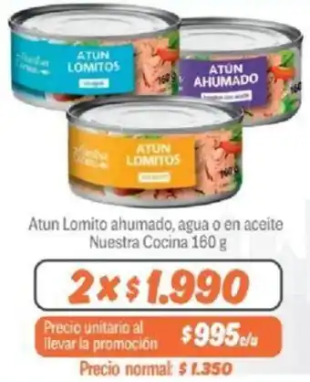 Mayorista 10 Atun Lomito ahumado, agua o en aceite Nuestra Cocina 2x160g oferta