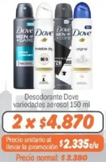 Mayorista 10 Desodorante Dove variedades aerosol 2x150ml oferta