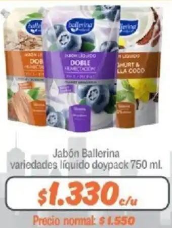 Mayorista 10 Jabón Ballerina variedades líquido doypack 750ml oferta
