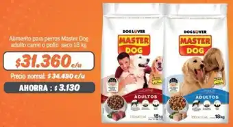 Mayorista 10 Alimento para perros Master Dog adulto carne o pollo saco 18kg oferta