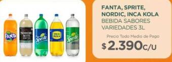 Tottus FANTA, SPRITE, NORDIC, INCA KOLA BEBIDA SABORES VARIEDADES 3L oferta
