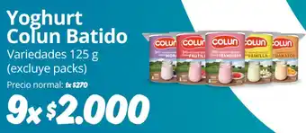 Unimarc Yoghurt Colun Batido Variedades 9x125g oferta