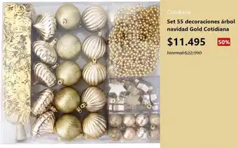 Easy Cotidiana Set 55 decoraciones árbol navidad Gold Cotidiana oferta
