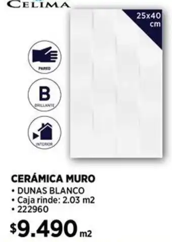 Construmart CELIMA CERÁMICA MURO 25x40cm oferta