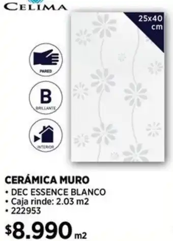 Construmart CELIMA CERÁMICA MURO 25x40cm oferta