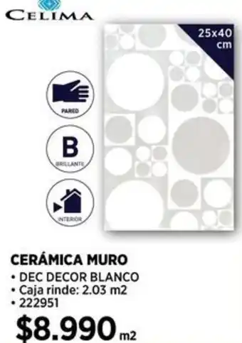 Construmart CELIMA CERÁMICA MURO 25x40cm oferta