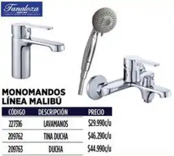 Construmart MONOMANDOS LÍNEA MALIBÚ LAVAMANOS oferta