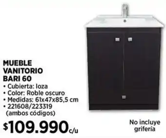 Construmart MUEBLE VANITORIO BARI 60 oferta