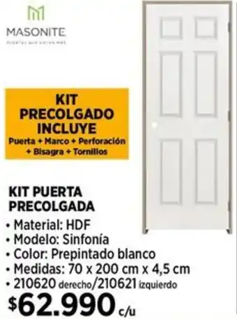 Construmart KIT PUERTA PRECOLGADA 70 x 200 cm x 4,5 cm oferta
