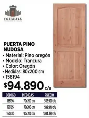 Construmart FORTALEZA PUERTA PINO NUDOSA 80x200cm oferta