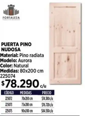 Construmart FORTALEZA PUERTA PINO NUDOSA 80x200cm oferta
