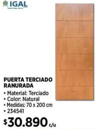 Construmart PUERTA TERCIADO RANURADA 70 x 200cm oferta