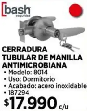 Construmart CERRADURA TUBULAR DE MANILLA ANTIMICROBIANA oferta