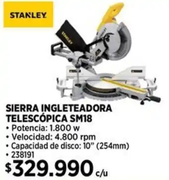 Construmart STANLEY SIERRA INGLETEADORA TELESCÓPICA SM18 oferta