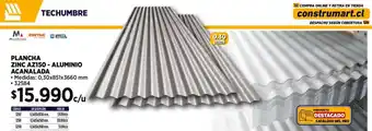 Construmart PLANCHA ZINC AZ150- ALUMINIO ACANALADA oferta