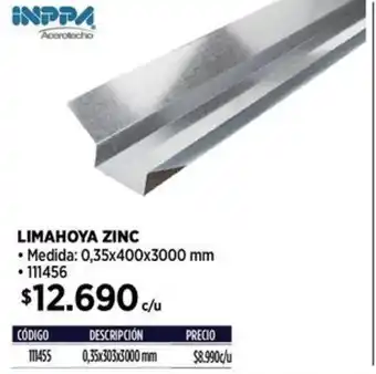 Construmart INPPA LIMAHOYA ZINC 0,35x303x3000 mm oferta
