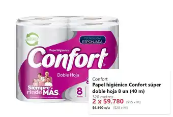 Unimarc Papel higiénico Confort súper doble hoja 8 un (40 m) x 2 oferta