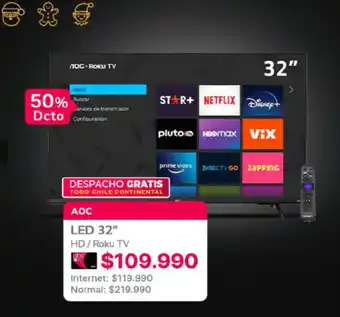 Abcdin AOC LED 32" HD / Roku TV oferta