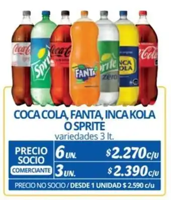 Alvi COCA-COLA, FANTA, INCA KOLA O SPRITE variedades 3 It. x 6 un. oferta