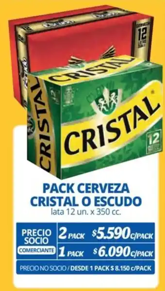 Alvi PACK CERVEZA CRISTAL O ESCUDO lata 12 un. x 350 cc. x 2 pack oferta
