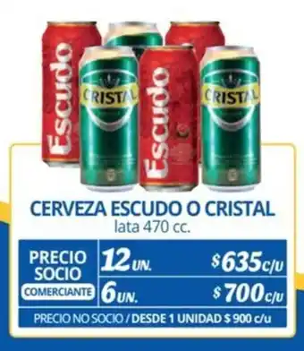 Alvi CERVEZA ESCUDO O CRISTAL lata 470 cc. x 12 un. oferta