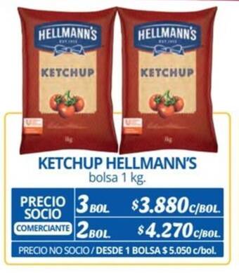 Alvi KETCHUP HELLMANN'S bolsa 1 kg. x 3 bol. oferta