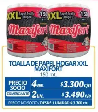 TOALLA DE PAPEL HOGARXXL MAXIFORT 150 mt. x 4 un.