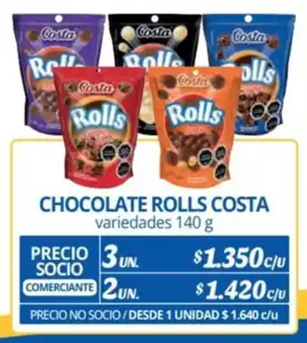 Alvi CHOCOLATE ROLLS COSTA variedades 140 g x 3 un. oferta
