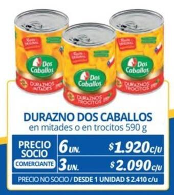 Alvi DURAZNO DOS CABALLOS en mitades o en trocitos 590 g x 6 un. oferta