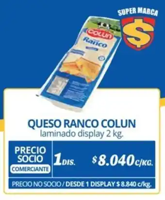 Alvi QUESO RANCO COLUN laminado display 2 kg. oferta