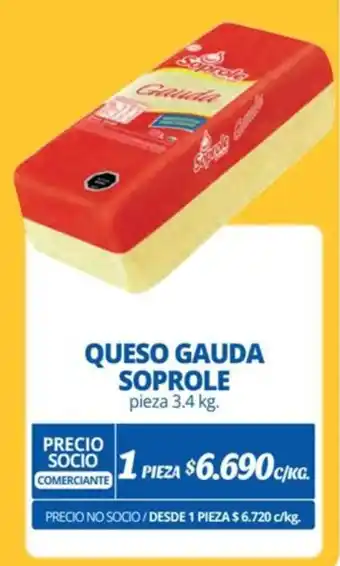 Alvi QUESO GAUDA SOPROLE pieza 3.4 kg. oferta