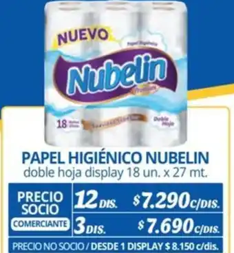 Alvi PAPEL HIGIÉNICO NUBELIN doble hoja display 18 un. x 27 mt x 12dis oferta