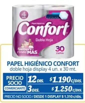 Alvi PAPEL HIGIÉNICO CONFORT doble hoja display 4 un. x 30 mt. x 12dis oferta