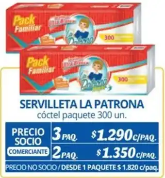 Alvi SERVILLETA LA PATRONA cóctel paquete 300 un. x 3paq oferta
