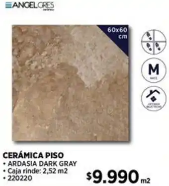 Construmart ANGEL GRES CERÁMICA PISO ARDASIA DARK GRAY 60x60cm oferta