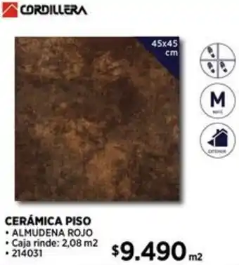 Construmart CORDILLERA CERÁMICA PISO ALMUDENA ROJO 45x45cm oferta