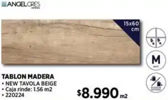 Construmart ANGEL CRES TABLON MADERA NEW TAVOLA BEIGE 15x60cm oferta