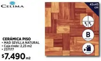 Construmart CELIMA CERÁMICA PISO MAD SEVILLA NATURAL 45x45cm oferta
