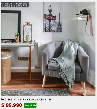 Homy Poltrona fija 75x70x65 cm gris oferta