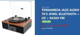 Casa Royal JAZZ AUDIO TORNAMESA JAZZ AUDIO 70'S JEWEL BLUETOOTH + CD + RADIO FM oferta