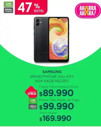 Tottus SAMSUNG SMARTPHONE GALAXY A04 64GB NEGRO oferta