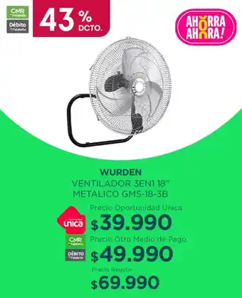 Tottus WURDEN VENTILADOR 3 EN 1 18" oferta