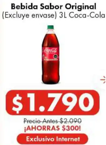 Super Bodega a Cuenta Bebida Sabor Original (Excluye envase) 3L Coca-Cola oferta