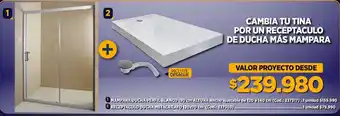 Construmart CAMBIA TU TINA POR UN RECEPTACULO DE DUCHA MÁS MAMPARA oferta