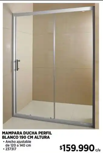 Construmart MAMPARA DUCHA PERFIL BLANCO 190 CM ALTURA oferta