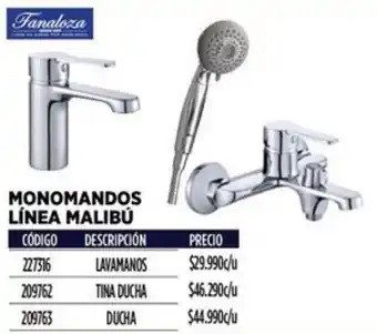 Construmart MONOMANDOS LÍNEA MALIBÚ LAVAMANOS oferta