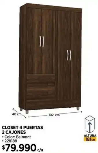 Construmart CLOSET 4 PUERTAS 2 CAJONES oferta