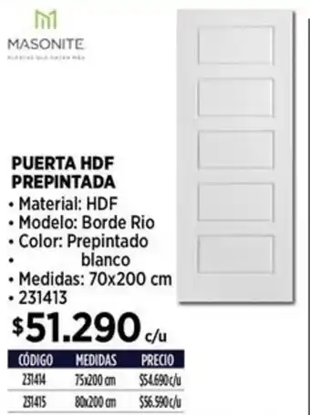 Construmart MASONITE PUERTA HDF PREPINTADA oferta