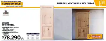 Construmart PUERTA PINO NUDOSA 80x200 cm oferta