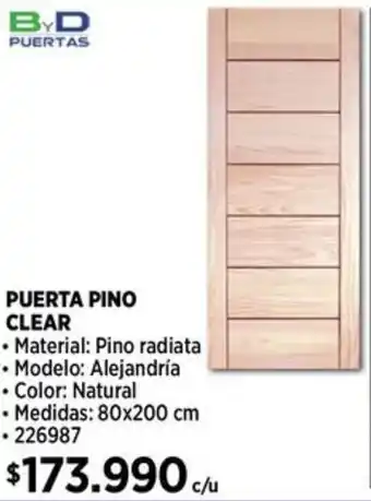 Construmart PUERTA PINO CLEAR 80x200 cm oferta